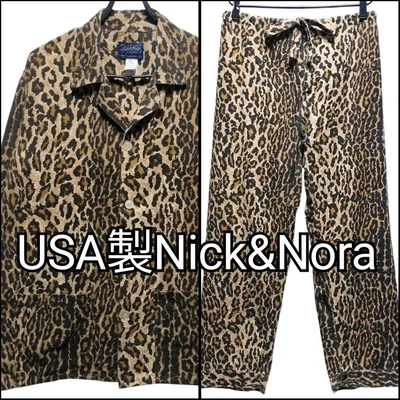 80s 90s Nick&Noraレオパード柄パジャマ セット カートコバーン