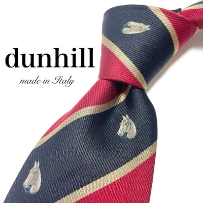 【美品】 dunhill ストライプ柄 ネクタイ ブラック シンプル 馬