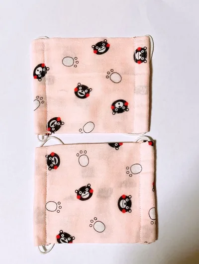 くまモン マスク 2枚セット ダブルガーゼ ハンドメイド ピンク キッズ用
