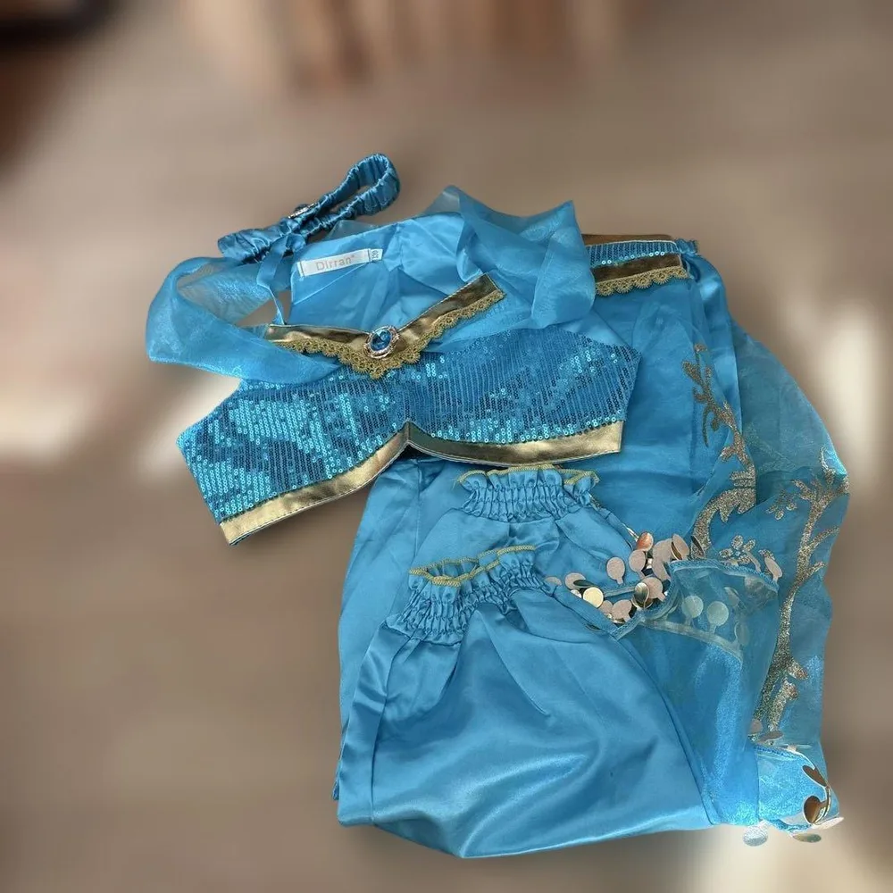 アラジン ジャスミン キッズ コスプレ 衣装 ブルー 130