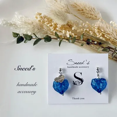 ▪手染めハート♡チャーム×ハート♡メタルチャームピアス/イヤリング