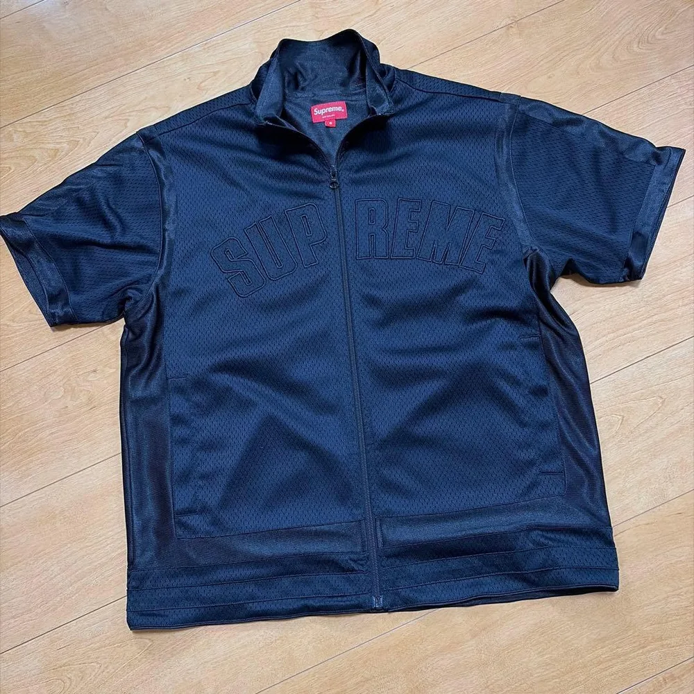 Supreme メッシュ ジップアップシャツ ブラック S