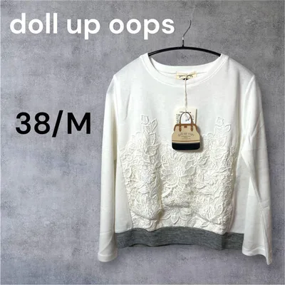 未使用 dollupoops 長袖 ニット M 白 クルーネック 花柄 春 秋