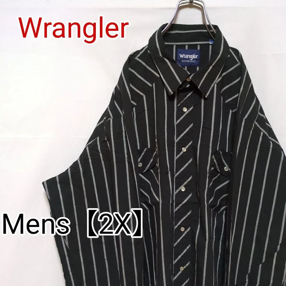 T93【US輸入】Wrangler(ラングラー) 長袖シャツ【2X】ストライプ