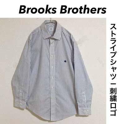 Brooks Brothers ストライプシャツ ワンポイント刺繍ロゴ