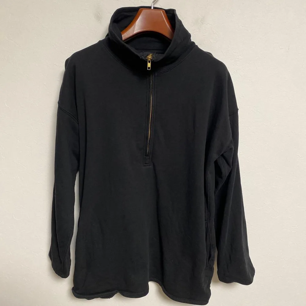 J.CREW ハーフジップ スウェット ブラック S(L相当)