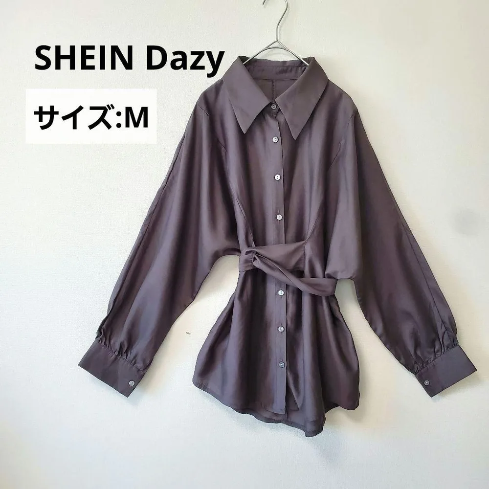 シーイン デイジー SHEIN Dazy ウエストリボン シャツ ブラウス M