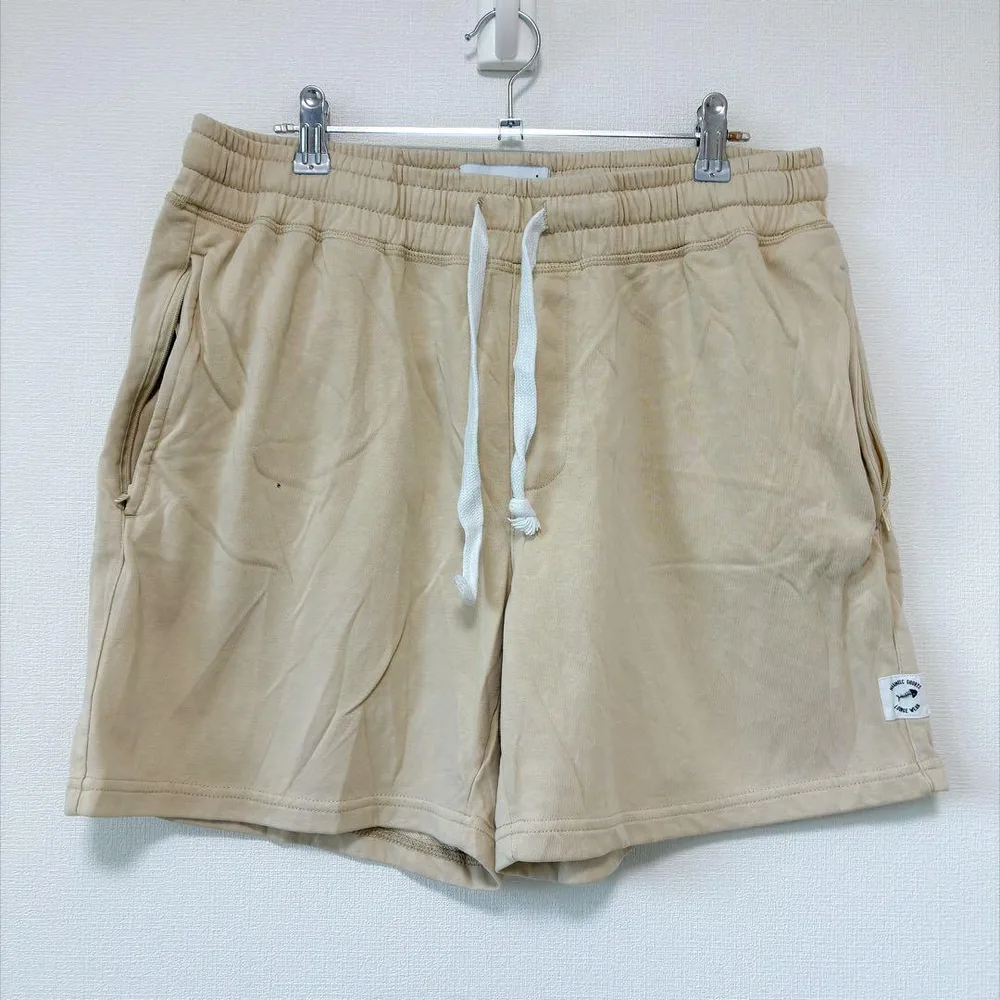 ママジック 無地ショートパンツ リブ裾 XL 砂色 綿混紡 リラックスタイム