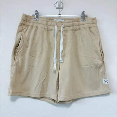 ママジック 無地ショートパンツ リブ裾 XL 砂色 綿混紡 リラックスタイム