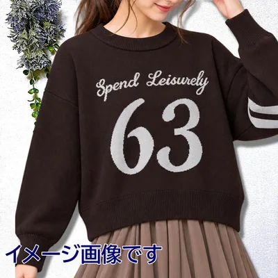 J3008ヘルム✤長袖ニット M〜L相当 ブラウン ドロップショルダー✤わけあり