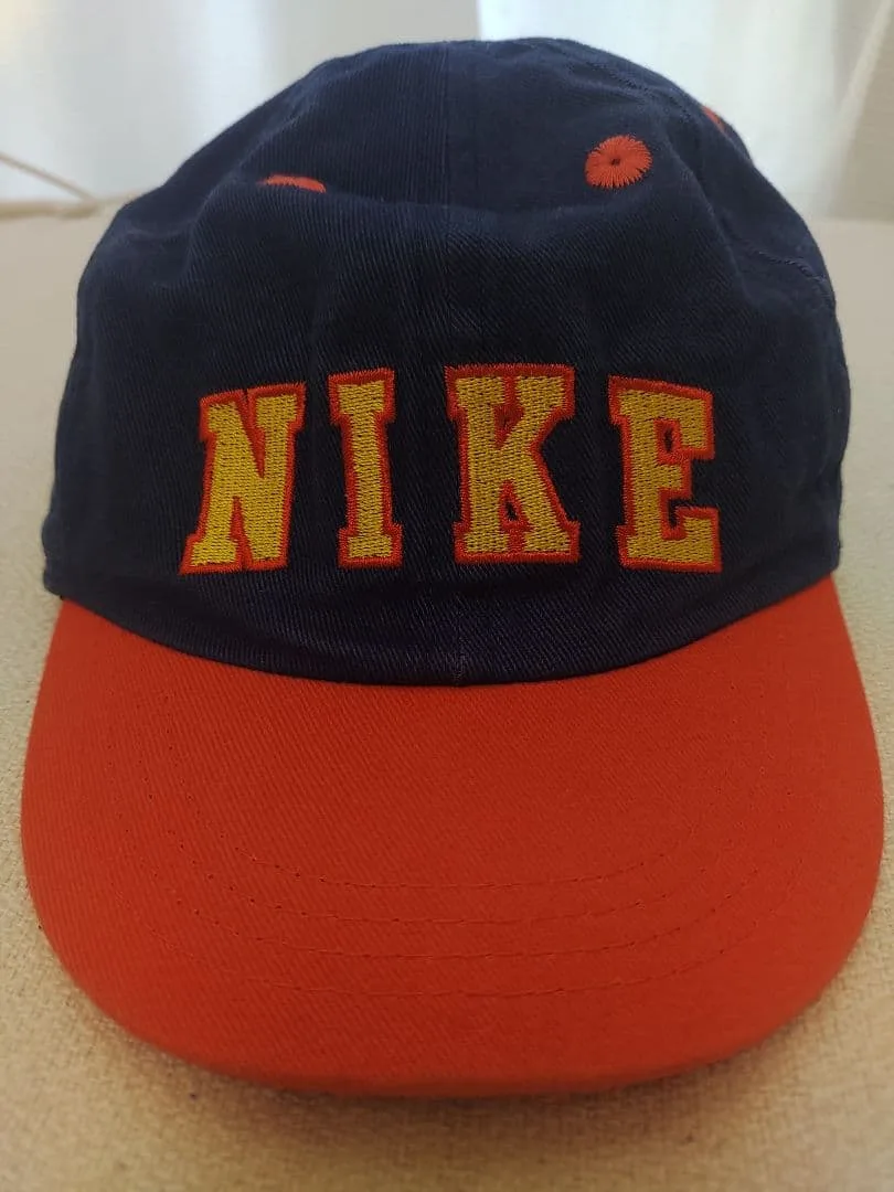 激レア 90s NIKE キャップ キッズモデル 銀タグ 白タグ 紺×オレンジ