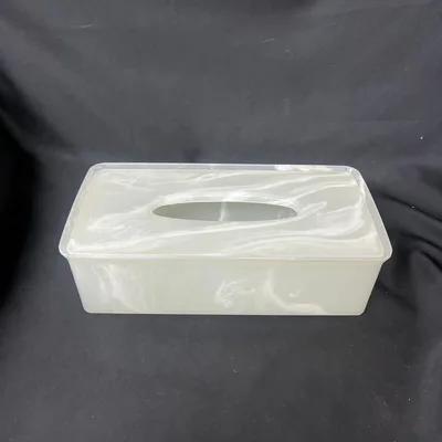 ティッシュケース MISTY ミスティ マーブル調 BOX 白 ホワイト