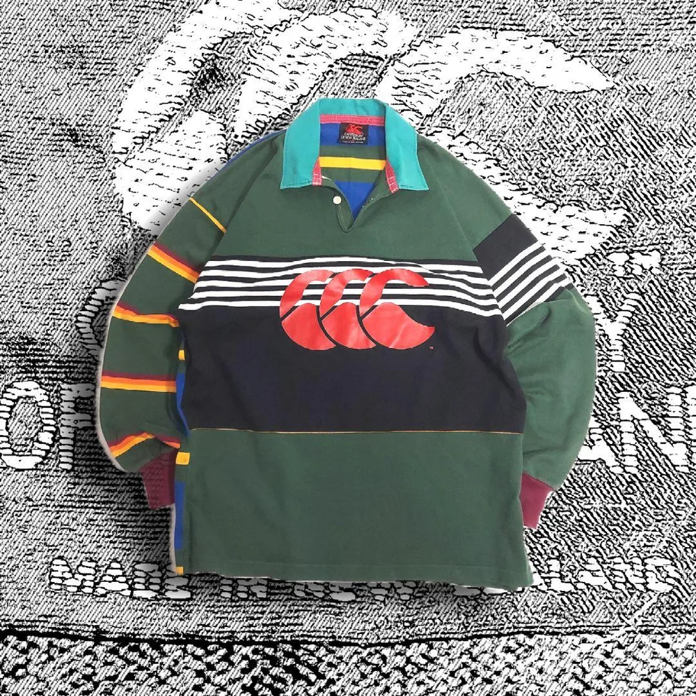 90s ニュージーランド製 カンタベリー クレイジー ラガーシャツ XL マル再