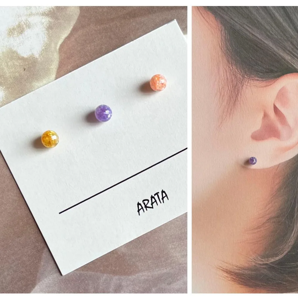 まち針ピアス ミニピアス ハンドメイド シェル 3個 アシメ