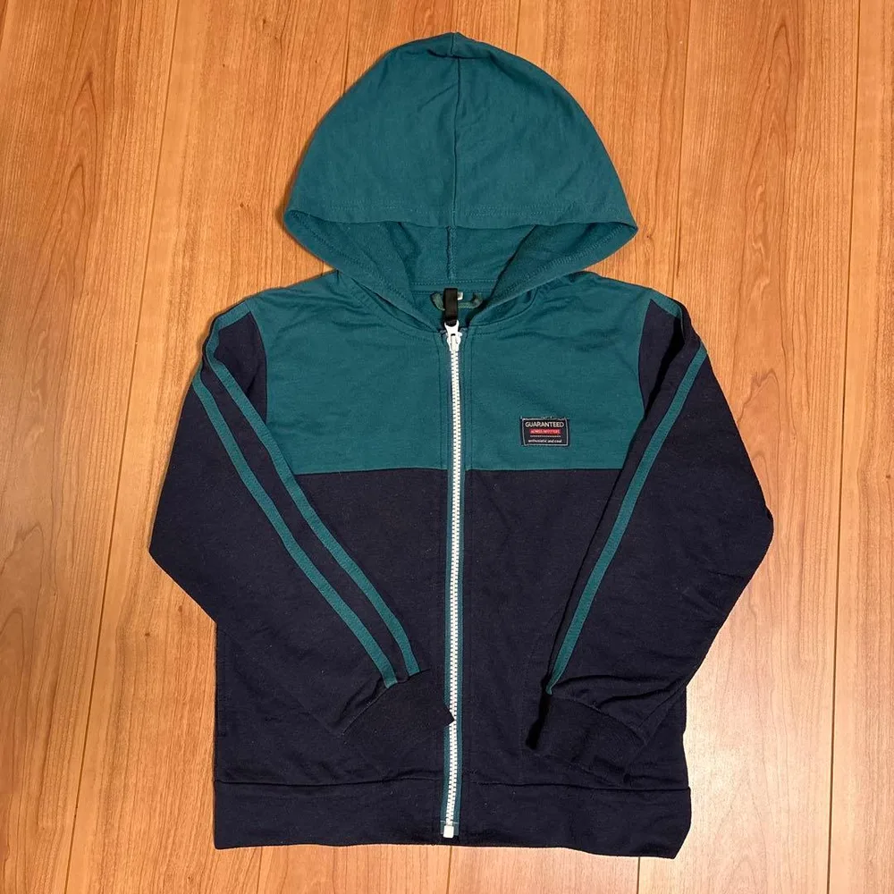 キッズ ジップアップパーカー バイカラー 130