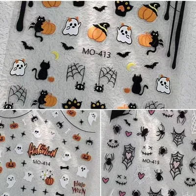 【3枚セット】ハロウィン ネイルシール 3D 浮彫 ネイルパーツ