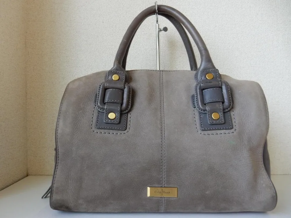 本革☆COLE HAAN(コール・ハーン)☆B5対応☆レザーハンドバッグ グレー