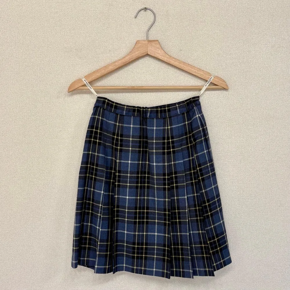 美品 BURBERRY バーバリー チェック プリーツスカート青 150