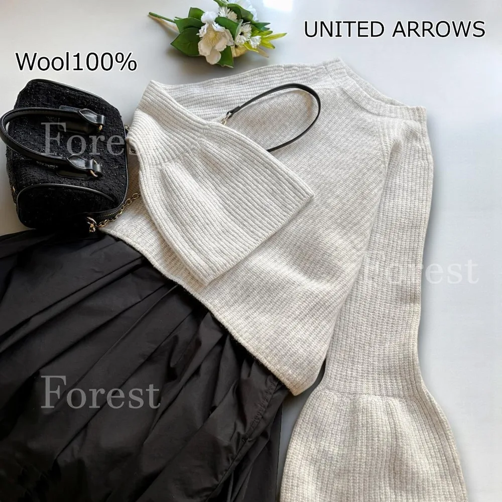 ウール アゼ フレアスリーブ ニット UNITED ARROWS