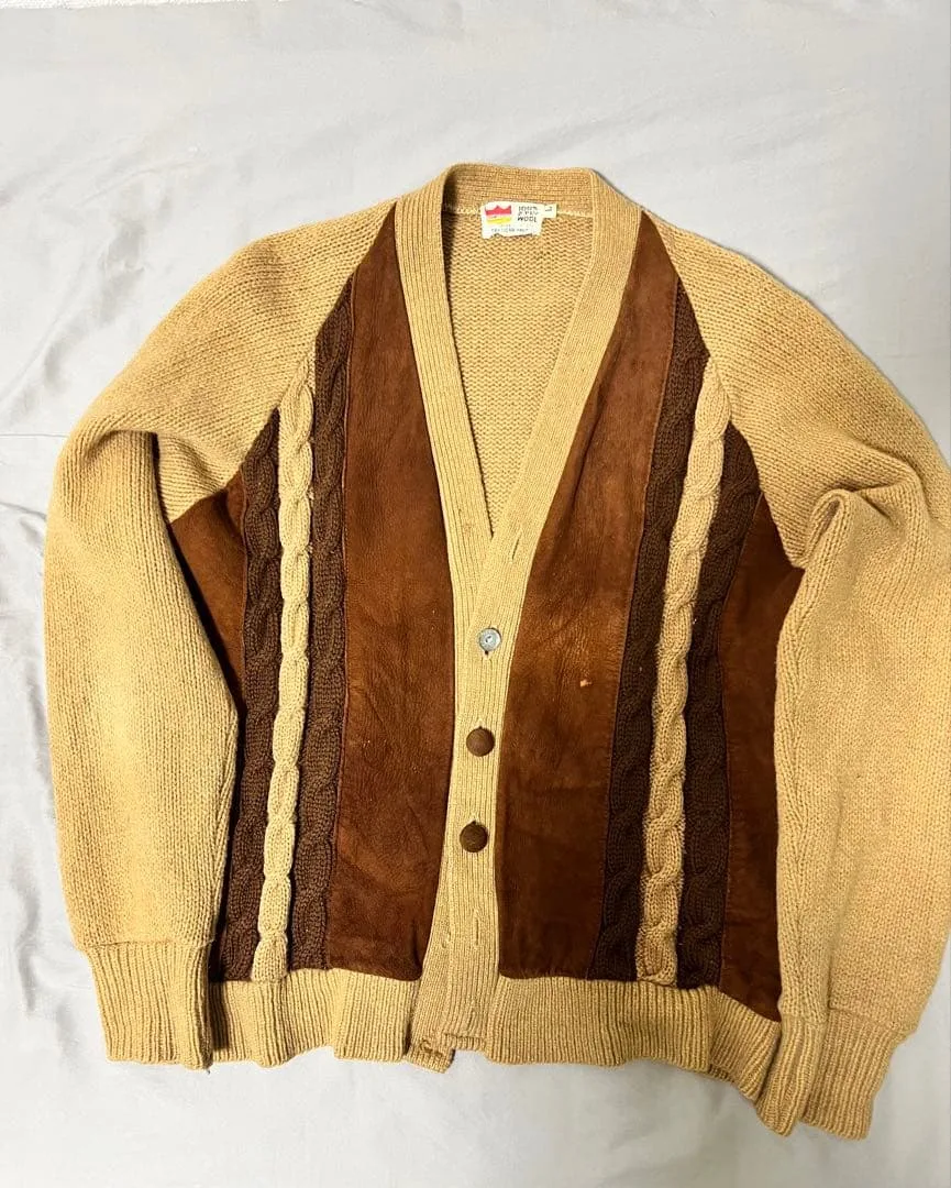 60s GRANT CREST ウール ニット カーディガン スウェード