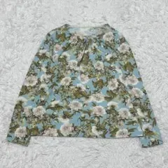 CHRISTIAN AUJARD 長袖ブラウス XL 花柄 派手 ストレッチ