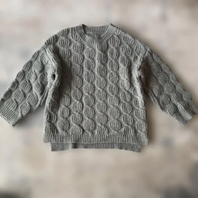 セレクトモカ ケーブル編み クルーネック ニット グレー 長袖