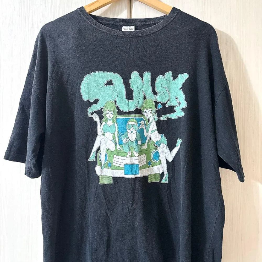 グラフィックプリントTシャツ コットン100% 黒 ブラック(L)