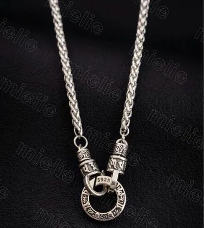 新品 シルバー925 彫金スタイル リング シンプル ネックレス メンズ