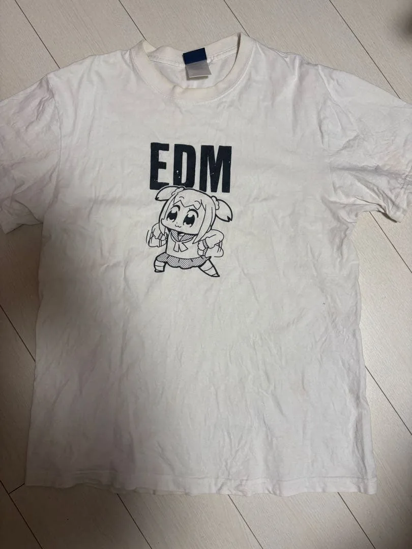 ポプテピピック EDM プリント Tシャツ ホワイト