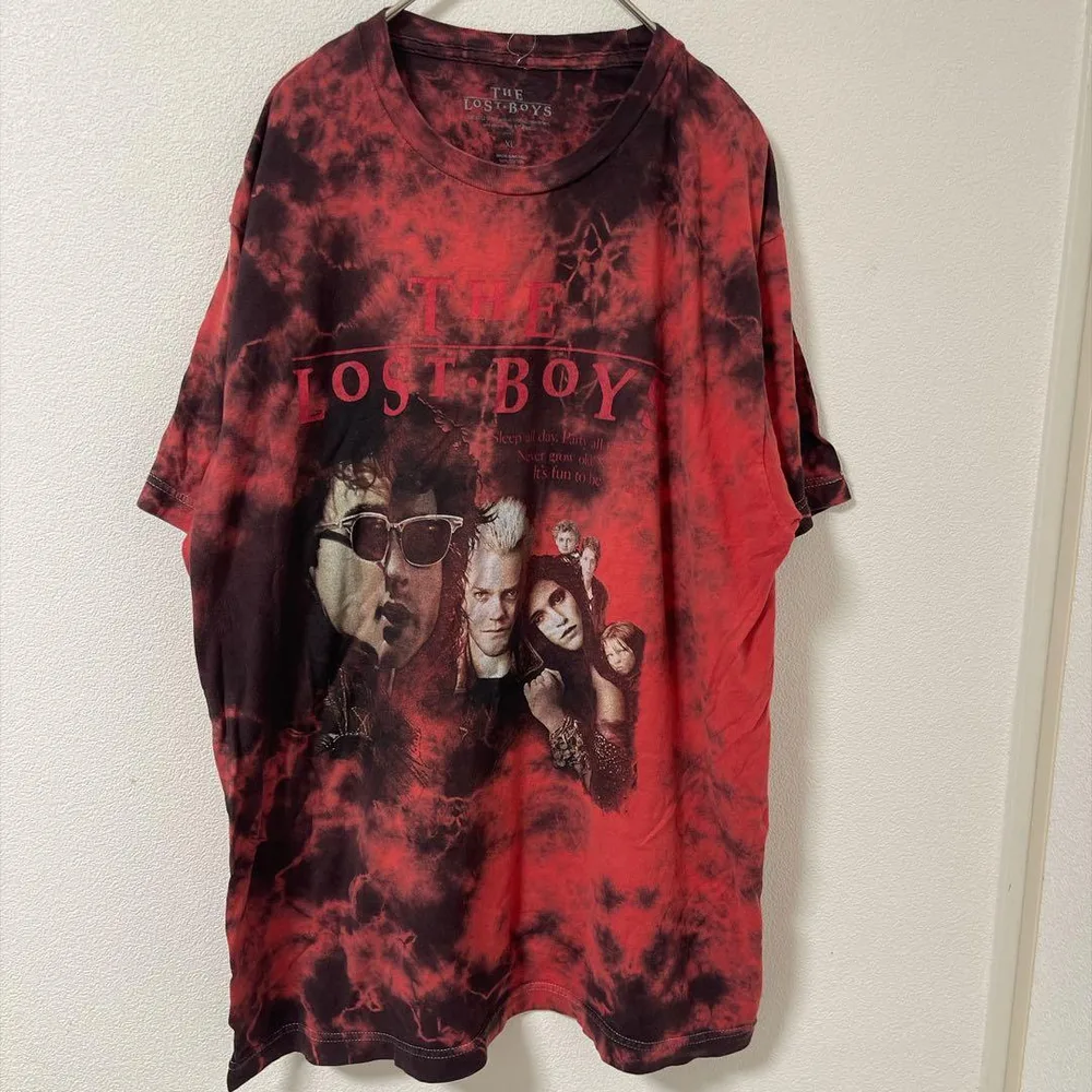 ロストボーイ Tシャツ クルーネック タイダイ XL 赤黒 綿 ライブ オシャレ