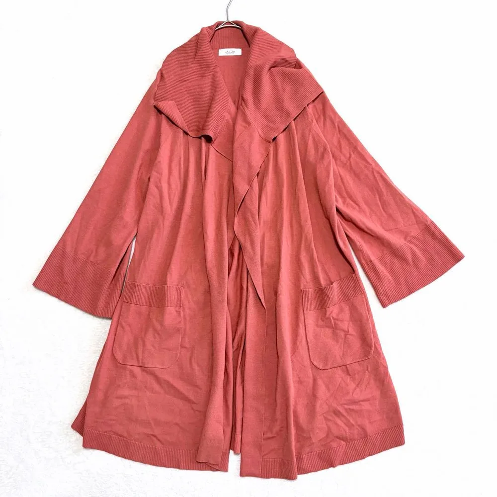 JUDY ロングカーディガン セーラーカラー レーヨン72% テラコッタ 38