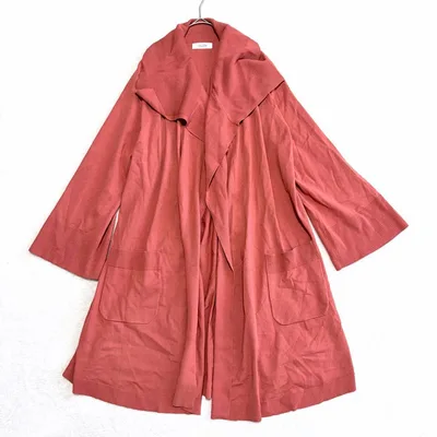 JUDY ロングカーディガン セーラーカラー レーヨン72% テラコッタ 38