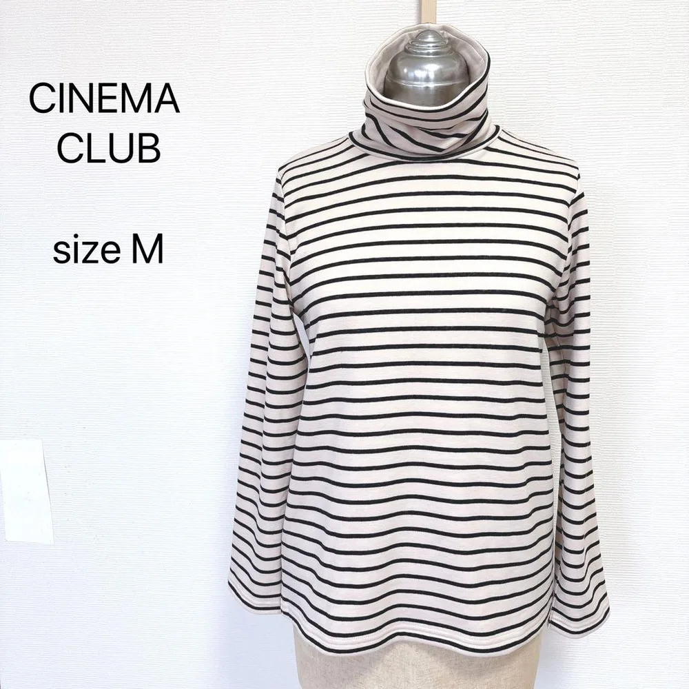 CINEMA CLUB ボーダー タートルネック M 長袖 カットソー