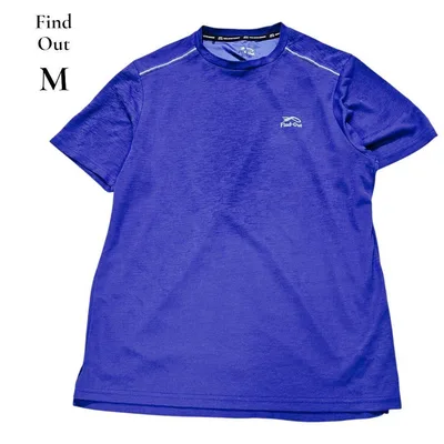 Find-Out ワークマン 吸汗速乾 スポーツ半袖Tシャツ 青 M
