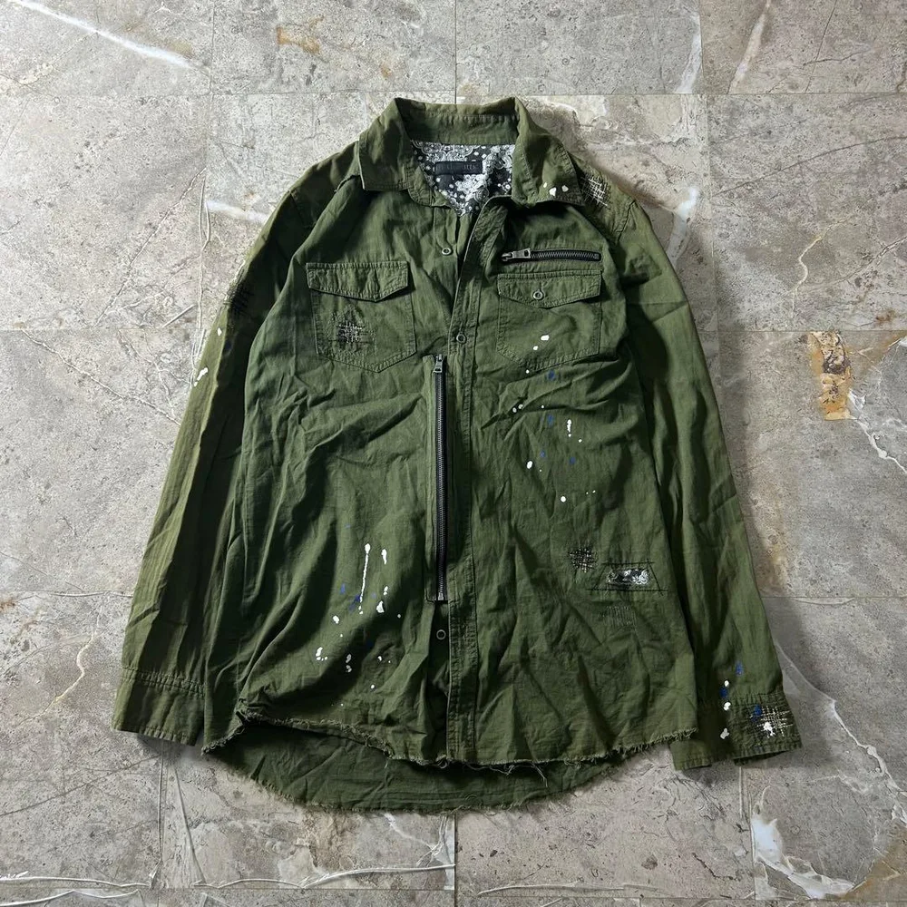 InTheAttic アシメ ギミックシャツ ペイント加工 カットオフ Y2K
