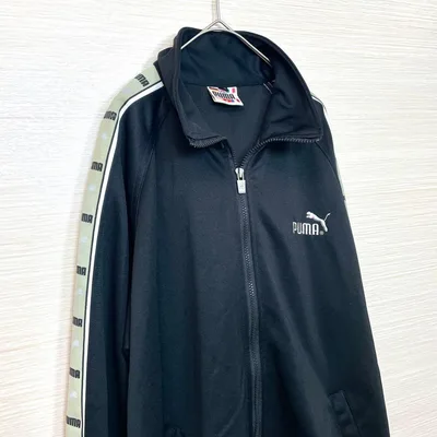 【80s〜90s】PUMA プーマ トラックジャケット 黒 ビッグロゴ 袖ロゴ
