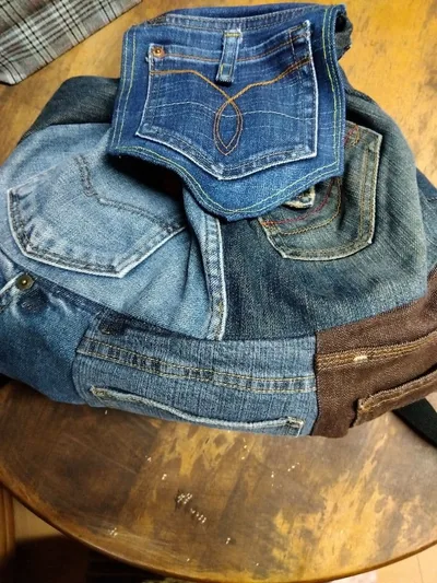 ハンドメイド デニム パッチワーク リュック