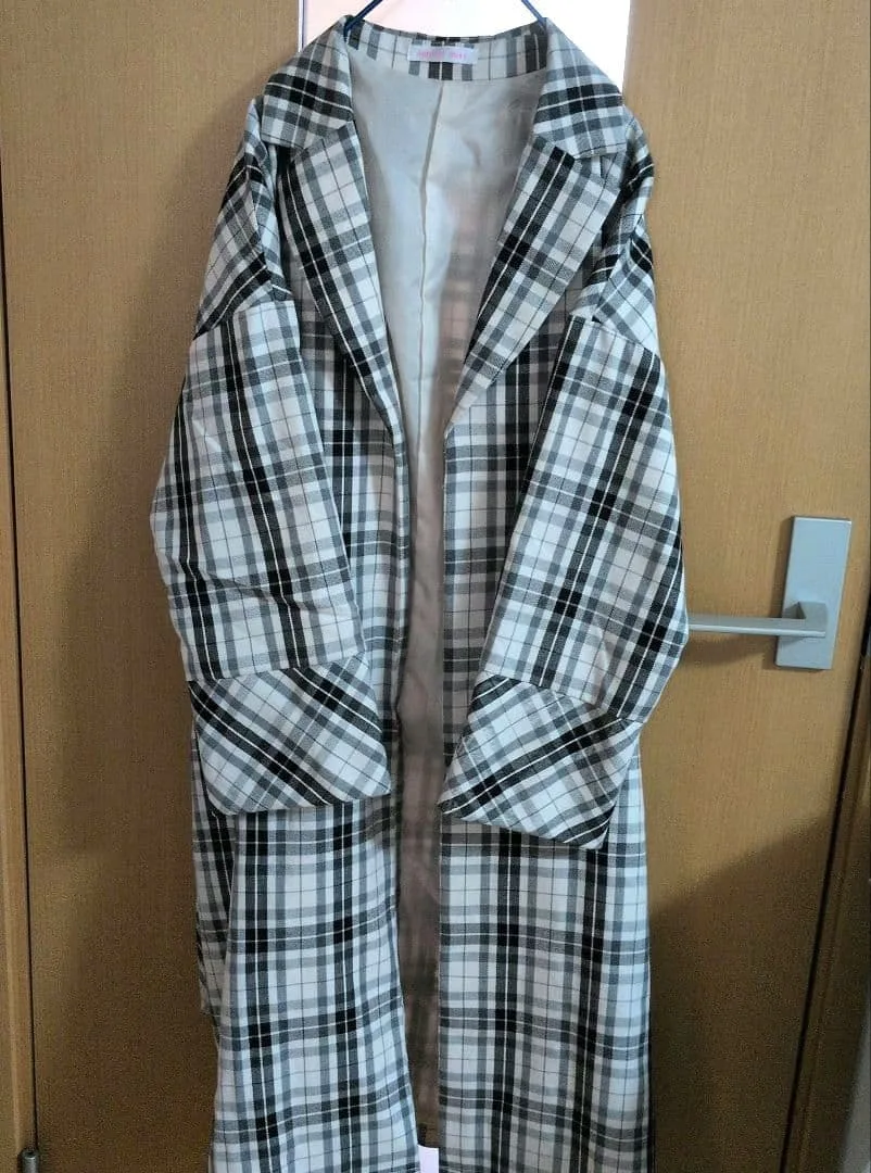 natural mist チェック柄 ガウン風 ロングコート