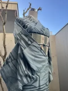 紬着物 抽象柄 袷