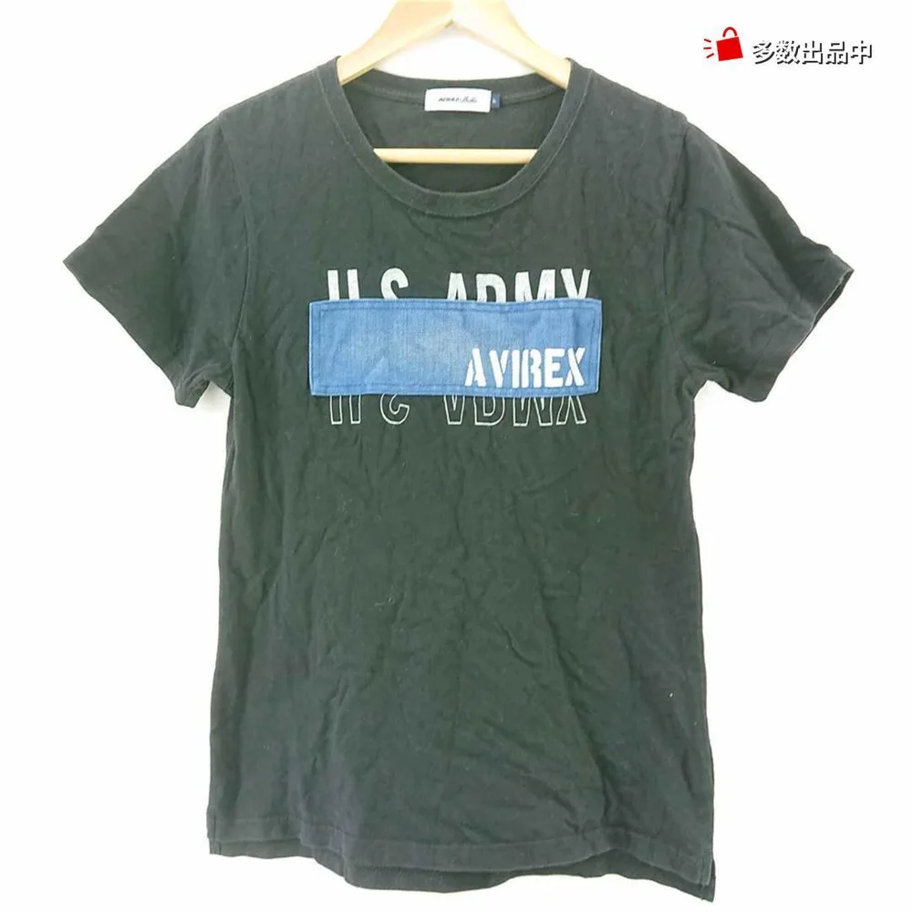 アヴィレックス AVIREX Belle U.S.ARMYロゴTシャツ 黒系 F