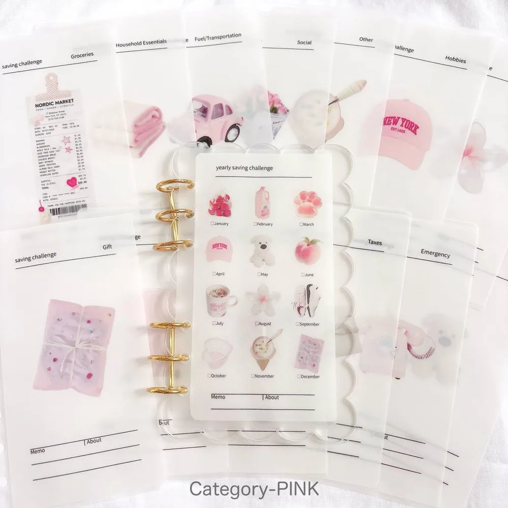 新作꙳【Category-PINK】バインダー貯金 Saving リフィル6枚入