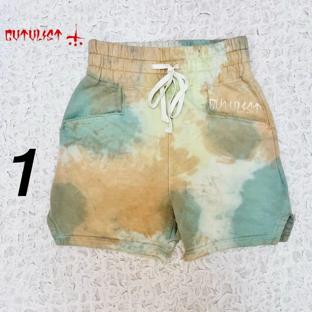 『CVTVLIST』 ハーフパンツ ブリーチ加工 刺繍ロゴ マルチカラー L