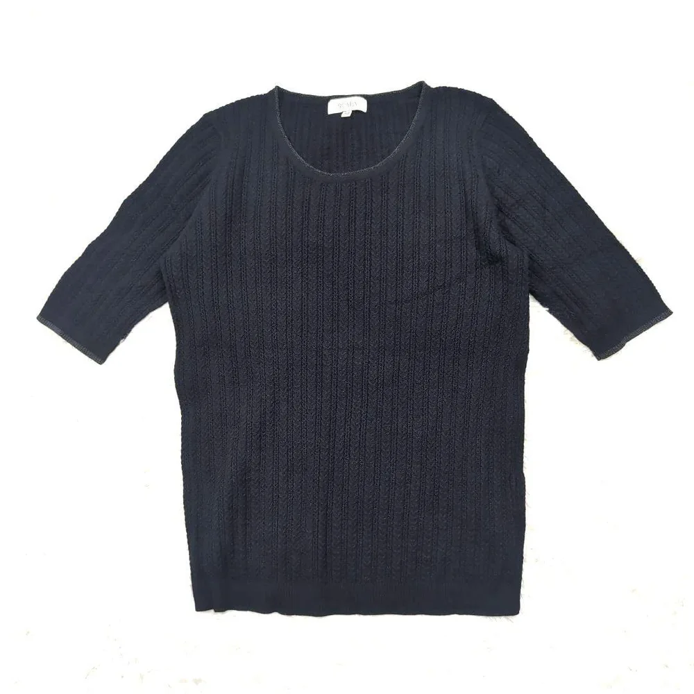SCAPA スキャパ 半袖ニット 38 M ネイビー 五分袖 上品 オフィス