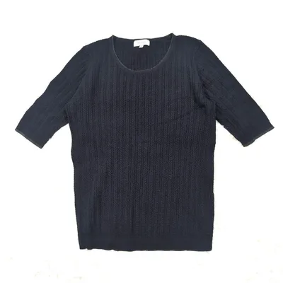 SCAPA スキャパ 半袖ニット 38 M ネイビー 五分袖 上品 オフィス