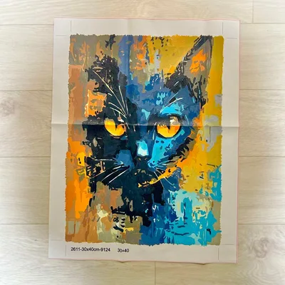 【完成品】数字油絵 キャンバス 猫 アート 30x40cm