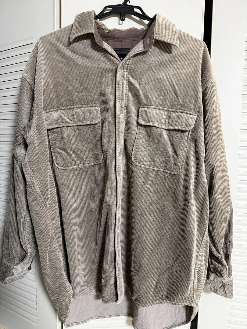 BEAMS コーデュロイ長袖シャツ M グレー
