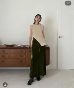 clane FLOW VELVET SKIRT ブラック