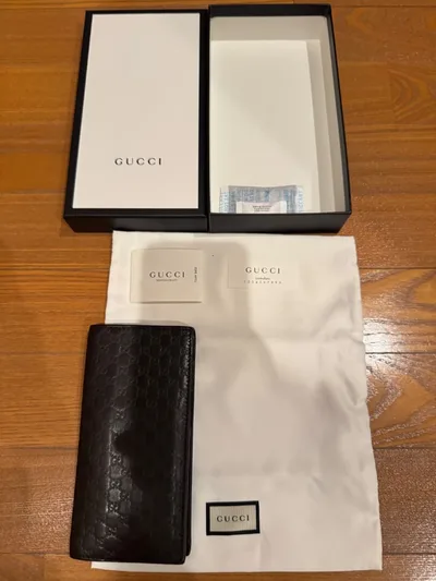 グッチ GUCCI 長財布 マイクロ グッチ シマ ブラウン