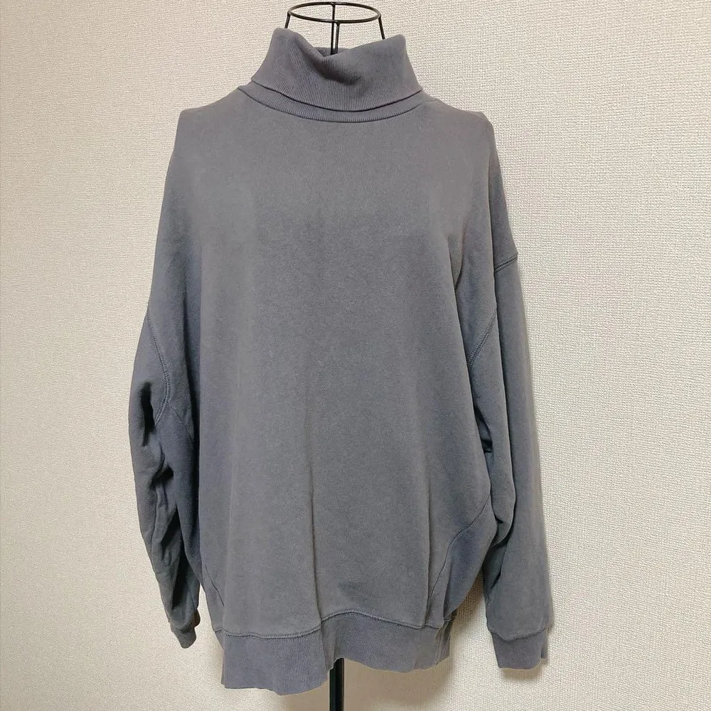 【セポ】(M)コットン100% ハイネック 首元あったか スウェット 着痩せ
