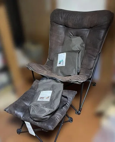 ニトリ バタフライチェア ハイバック スツール付き ブラウン 折りたたみ